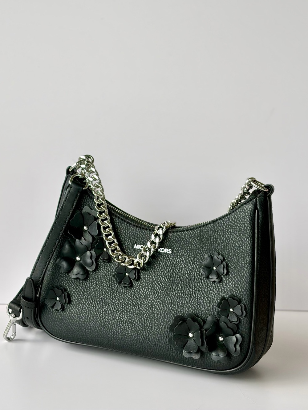 Michael Kors Jet Set Travel Large Floral Embellished Convertible Crossbody Bag - Picture 8 of 14
